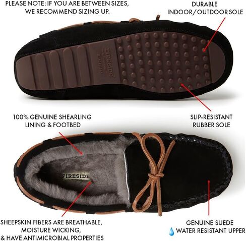 Fireside by Dearfoams Men's Victor Shearling Moccasin with Tie Slipper in Kuwait