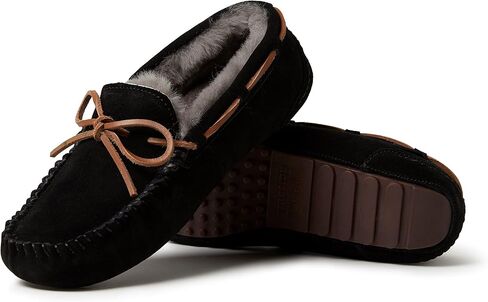 Fireside by Dearfoams Men's Victor Shearling Moccasin with Tie Slipper in Kuwait