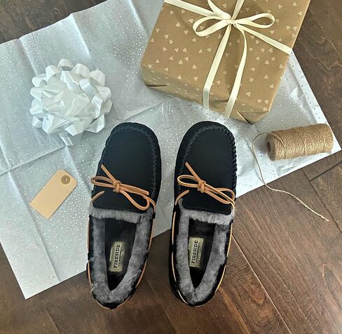 Fireside by Dearfoams Men's Victor Shearling Moccasin with Tie Slipper in Kuwait