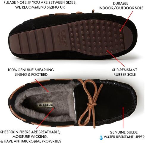Fireside by Dearfoams Men's Victor Shearling Moccasin with Tie Slipper in Kuwait
