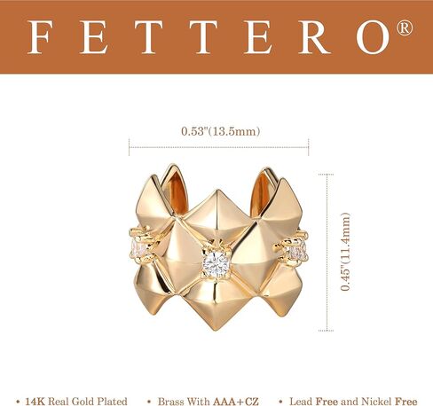 FETTERO أقراط أذن للنساء غير مثقوبة مطلية بالذهب عيار 14 قيراط أقراط أذن مكعبة من الزركونيا أقراط ملفوفة بمشبك على أقراط الكفة الغضروفية - مفردة in Kuwait
