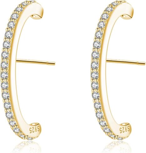 Reffeer Solid 925 Sterling Silver CZ Crawler Earrings for Women Teens Post Wrap Earrings Cuff Stud Earrings in Saudi Arabia