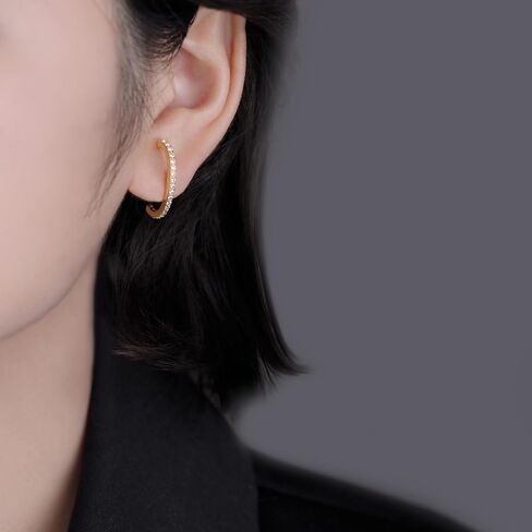Reffeer Solid 925 Sterling Silver CZ Crawler Earrings for Women Teens Post Wrap Earrings Cuff Stud Earrings in Saudi Arabia