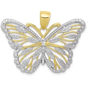 Solid 10k Yellow Gold Two Toned Butterfly Pendant Charm