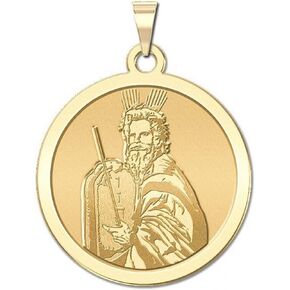 PicturesOnGold.com Moses Religious Medal - 1 Inch Size of a Quarter in Solid 14K Yellow Gold
