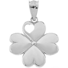 Claddagh Gold Elegant 925 Sterling Silver Irish Luck 4-Leaf Heart Clover Charm Pendant in Kuwait