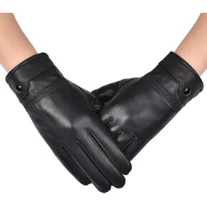 Long Keeper Genuine Leather Men Gloves Black Touchscreen Winter Gloves Lined Soft Driving Motorcycle Texting Warm Gloves
