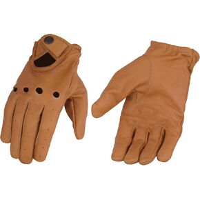 Milwaukee Leather Men's Saddle Tan Men's Leather Driving Glove MG7508 w/Wrist Snapping