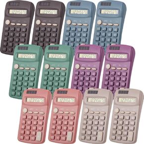 36 Pcs Pocket Size Solar Calculators Bulk for Classroom Basic Calculator Solar Battery Dual Power Mini Calculator 8 Digit Display Calculator for Kids Student School Office Accounting Tool