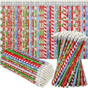360 Pcs Christmas Pencils for Kids with Eraser Xmas Wood Pencils Snowman Santa Claus Christmas Tree Snowflakes Candy Assortment Xmas Stationery Pencil Office School Classroom Party Favors Supplies in Saudi Arabia