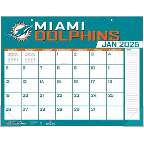 TURNER SPORTS Miami Dolphins 2025 22x17 Desk Calendar (25998061541)