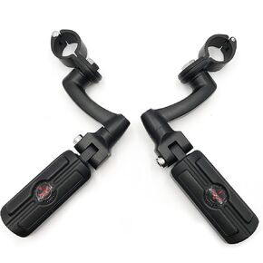 HTTMT MT216-086+216-051- 1" 25mm Engine Guard Crash Bars Mounts Highway Foot Pegs Gear Skull Compatible with Harley Black