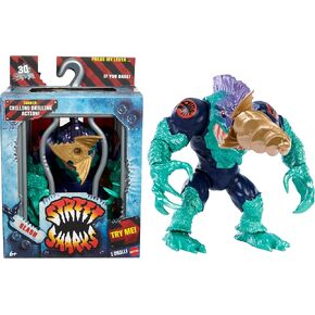 Mattel Street Sharks Action Figure with Bite & Head Butt Motion, Jab Collectible Toy Inspired by 90s TV Half-Man Half-Shark Hero, 6-Inch