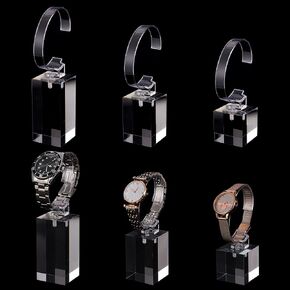 Acrylic Watch Display Stand 3 Sizes C Shape Single Watch Bracelet Display Holder Store Trade Show Bracelet Watch Black Display Rack Holder for Men's Watch Home or Store Selling Shows
