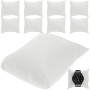 Amosfun 30 pcs Mini Pillow White Faux Leather Watch Anklet Small Pillow Jewelry Display Pillow Cushion Stand 3 x 3.5 Inch