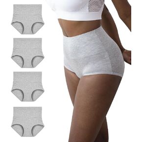 MALAMUTE Women's Cotton Underwear High Waisted Full Coverage Soft Breathable Panties 4Pack(Regular & Plus Size)