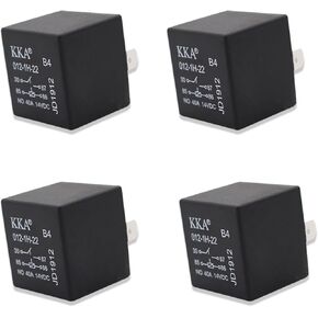 ZKFAR 4 قطع مرحل السيارة، 12 فولت 5 دبوس مقاوم للماء، لبدء تشغيل إشارة الانعطاف الخفيفة، قطع غيار عالمية لمعظم السيارات (أسود) in Kuwait