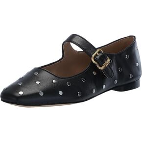 Sam Edelman Women's Michaela Stud Mary Jane Flat, Black Leather, 7.5