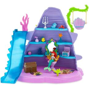 Disney Store Official The Little Mermaid Ariel's Grotto Playset - Fun Girl Toys, Mini Figures Set - Includes Flounder, Sebastian, Treasures & More - Perfect for Fans of Ariel