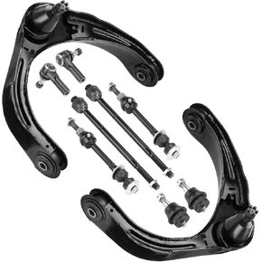 10pc Front Upper Control Arms Suspension Kit Fit for Dodge Ram 1500 2006 2007 2008 2WD 5 Lugs with Lower Ball Joints Inner Outer Tie Rods End Sway Bars