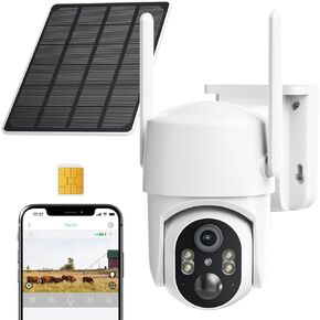 4G LTE Cellular Security Camera No Internet Needed, No WiFi Security Camera Wireless Outdoor Solar Powered, SIM Card, 2K Color Night Version, 360 Live View, Motion Detection, 2-Way Audio