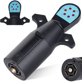 7 Way Trailer Plug Tester with Red Led Light 7 Pin Trailer Plug Circuit Tester Trailer Light Tester for Trailer,Truck, Rvs, Plug & Play