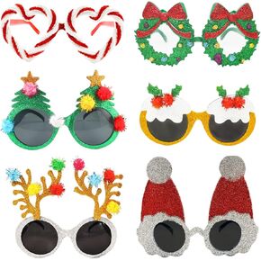 SUNOVELTIES Christmas Sunglasses Funny Glitter Party Glasses Xmas Celebration Eyewear Holiday Favors Costume Supplie