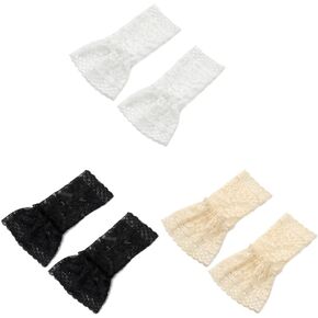 HomeSoGood 3 Pair Detachable Fake Sleeves Spring Autumn Wild Sweater Decorative Sleeves Lace Ruffles Elbow Sleeve Cuff Universal Fake Cuff