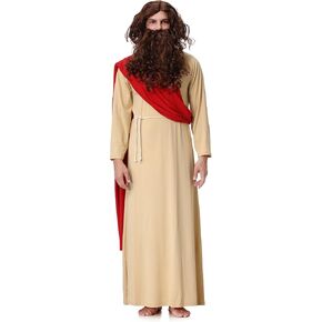 Colorful House Men Jesus Costume Adult Christian Biblical Religious Robe Christ Costume with Wig Beard Shepherd Outfit
