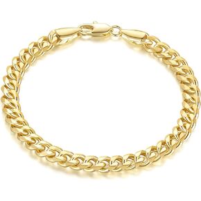 ERIN MARIE 14K Gold Bracelets for Women & Men Classic Dense Cuban Link Bracelet for Men Women’s Gold Chain Bracelets Gold Jewelry Gifts 6.5'' 7'' 7.5'' 8'' 9''
