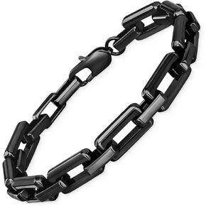 Bracelets for Men,Black Stainless Steel for Men Bracelets,Trendy Paperclip Short Bracelets Gifts for Husband Father Friends