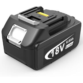18V 6.0Ah Replace Battery for Makita 18V Battery, 2 Packs 18V 6000mAh Lithium Battery with LED Indicator Compatible with Makita 18Volt BL1860 BL1850 BL1840 Cordless Power Tools and Charger