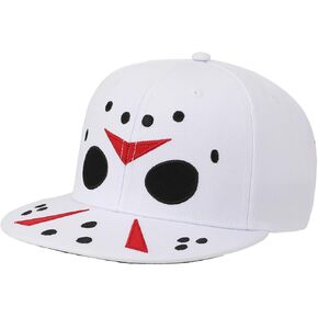 Friday The 13th Big Face Jason Mask White Snapback Hat