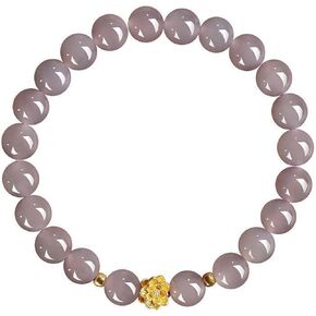 Beaded Stretch Bracelet for Women, 8mm Natural violet jade Gemstones, Purple Jade Bracelet, Imitation Gold Lotus Flower, Healing Jade Bracelet, Perfect Jewelry Gifts for Women
