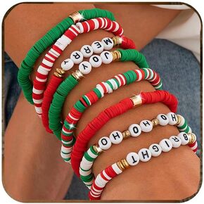 2024 Halloween Bracelets for Women Clay Bead Bracelet Heishi Surfer Bracelets Set Boo Skull Pumpkin Halloween beaded Bracelets Bulk Halloween Stackable Stretch Bracelets for Halloween Accessories Jewelry Gifts