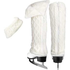 TUYUU Warm knit Fleece Lined Leg Warmers and Headband Set for Figure Skating Hockey Skating Ice Skating.Skating Accessories