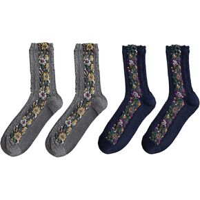 Flower Design Cable Knit Socks for Women