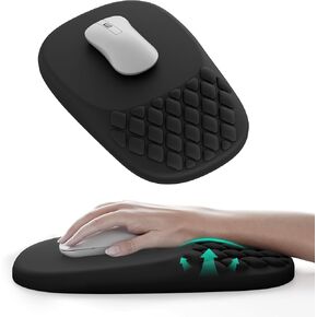 VAGAU Ergonomic Mouse Pad with Wrist Rest, Mousepad Wrist Support with Comfortable Memory Foam Massage Bulge and Non-Slip PU Base for Relief Carpal Tunnel Pain,Gaming,Office,Home (Black)