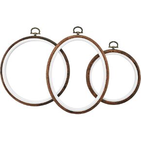 Embroidery Hoops and Cross Stitch Hoops by Celley | Imitated Wood Display Frame - Circle and Oval Hand Embroidery Hoop Kit | Art Craft and Sewing – 3 Pcs