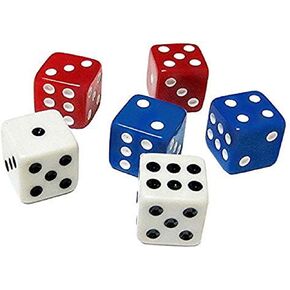 Teacher Created Resources Dice, 5/8", Red, White, Blue, Pack of 18