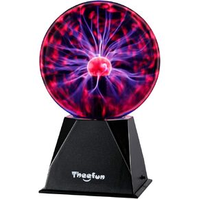 Theefun Plasma Ball: 6 Inch Plasma Globe Touch & Sound Sensitive Plasma Ball Lamp Electric Ball Lightning Novelty Light for Parties, Home, Prop, Room Decoration, Christmas Gifts