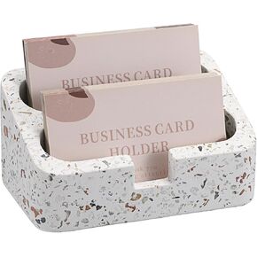 حامل بطاقة العمل hipiwe حامل للمكتب، 2 فتحات Terrazzo Business Name Card Display Stand للنساء والرجال سطح المكتب منظم بطاقة العمل الخرسانية للمكتب، يناسب 100 بطاقة عمل