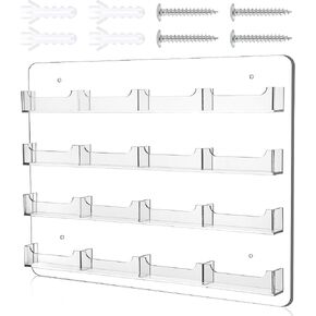 MAQUITA Business Card Holder Wall Mount Clear Sticker Display Marketing Holder Acrylic Business Card Stand Multi Pocket Rack Organizer Space Saver for Home Office