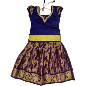 Ashwini Girl Polyester Purple Pattu Pavadai