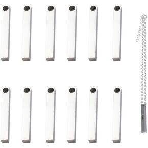 12Pcs Rectangle Stamping Blanks, Stainless Steel Engraving Blank, Solid Bar Pendants, Metal Engraving Bar, Rectangle Engravable Blank Tags for DIY Necklace Keychain and Personalized Name Plates