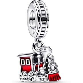 Red Train Dangle Charm Fit Women Bracelet Necklaces Fashion Gifts 925 Sterling Silver DIY Jewelry