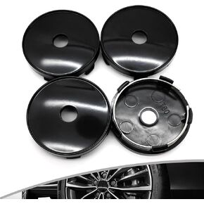 4 PCS Car Hub Center Cap, OD 2.36" ID 2.2" High 0.59" Snap-On Plastic Drop-Proof Protection Accessories, Auto Hub Modification Decoration, Universal for Most Cars (Black)