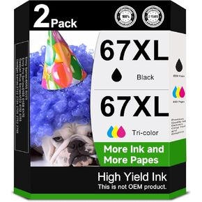Remanufactured Ink Cartridge Replacement for HP Ink 67XL 67 XL (Black Color Combo) Works with 2700 2700e 2752 2752e 2742 2755 4100 4100e 4152 4155e 6000 6055 6400 6458 6458e 6455e Printer hp67