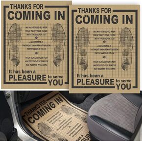 800 Pcs Bulk Disposable Car Paper Floor Mats Automotive Floor Mats Brown Kraft Paper Floor Mats for Cars Vehicles Printed with Cute Footprint and Words for Car Dealerships 20 x 16 Inch (Brown)