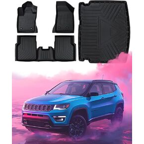 All Weather Floor Mats Set Custom Fit for 2017-2025 Jeep Compass All Weather Rear Trunk Floor Mat Cargo Liner for Jeep Compass Accessories